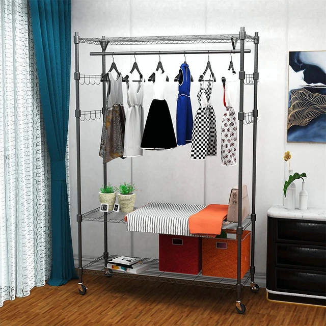 HEAVY DUTY CLOTHING Garment Rack 3 Tier Wire Shelving Closet Clothes