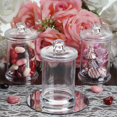 12 Clear 4"  MINI CANDY JARS Lids Favor Holders Wedding Party Home Supplies