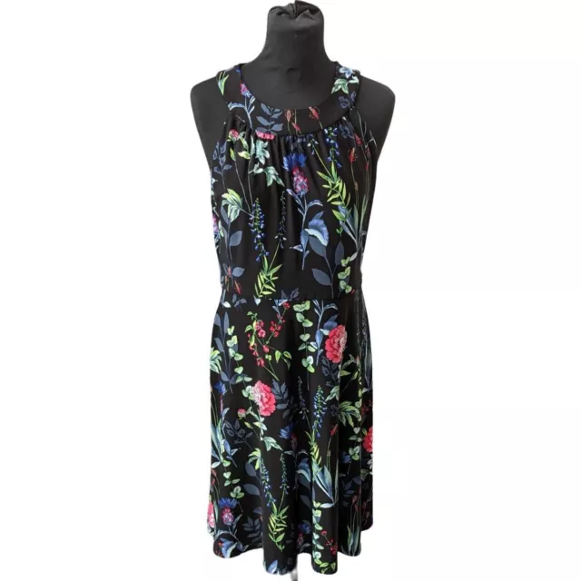 Tommy Hilfiger Round Neck Black Floral Dress Size 6