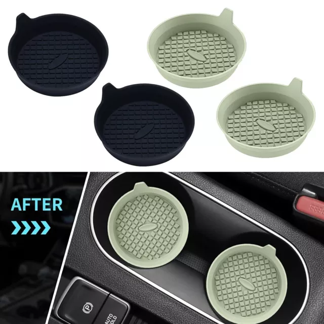 2Pcs Car Coaster Non-Slip Silicone Mat Auto Interior Water Cup Pad Drink Holder