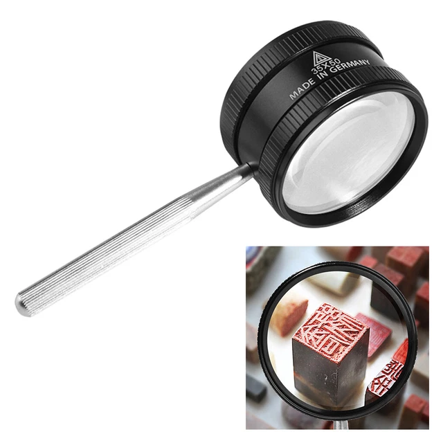 35X Handheld Magnifier Reading Magnifying Glass for Inspection, Coins, Maps