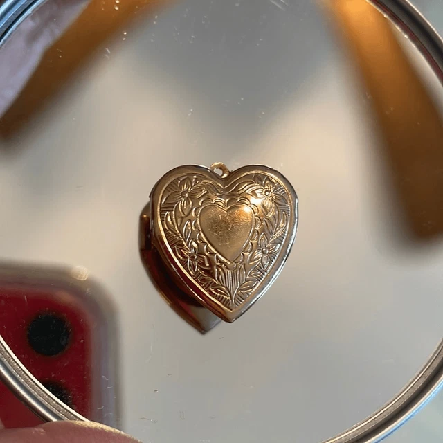 Gold tone heart shaped locket button cover
