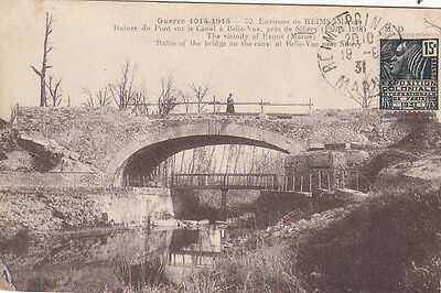 CPA GUERRE 14-18 WW1 MARNE SILLERY ruines du pont sur le canal