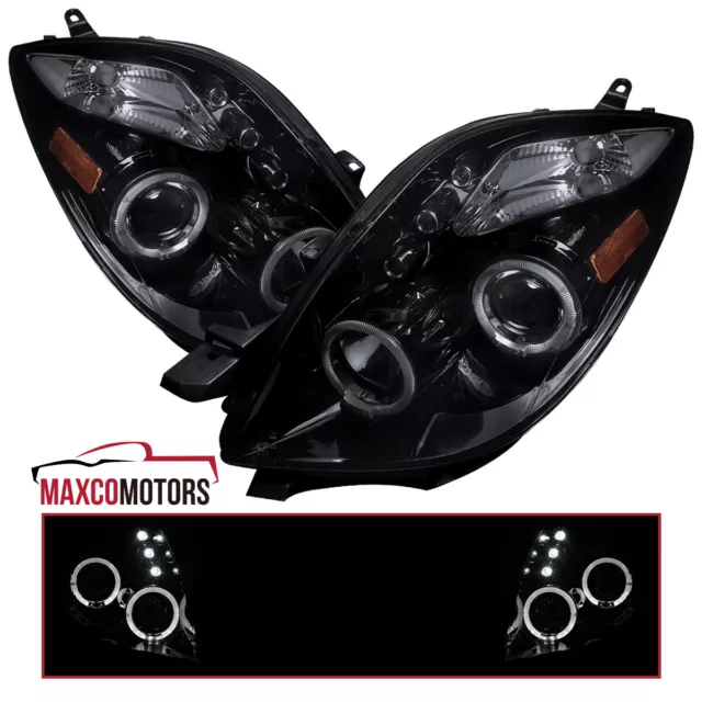 Smoke Projector Headlights Fits 2006 2007 2008 Toyota Yaris LED Halo Lamps L+R