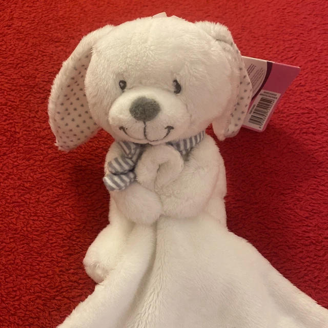 🇫🇷 Doudou Lapin Blanc Mouchoir Cœur Gris Mon Petit Cœur POMMETTE 100 % NEUF 2