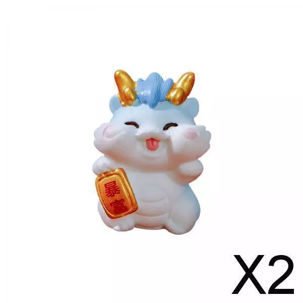 2x Mini Figurine de Dragon, Ornement de Bureau, Nouvel An Chinois, Décoration