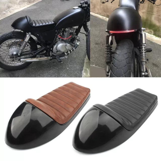 Flat Brat & Hump Cafe Racer Seat Vintage Saddle For Honda CB Suzuki GS Yamaha XJ