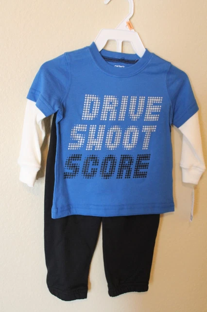 Carter's "Drive Shoot Score" 2-Piece Pants Outfit Infant Baby Boy 12 Months NEW