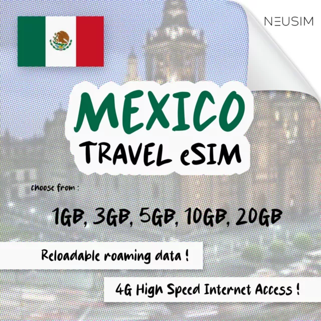 NeuSIM Mexico eSIM 1-3GB Data | Same Day DELIVERY!