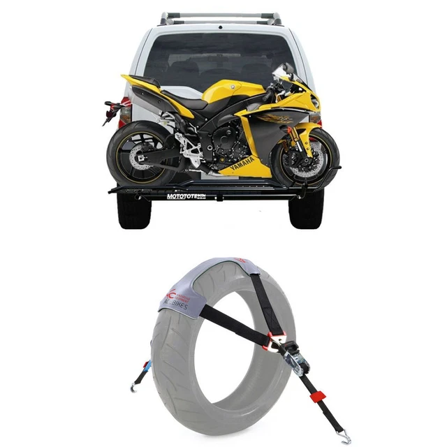 MotoTote Sport Bike Carrier Hitch Hauler Rack Ramp + TyreFix Motorcycle Tie-Down