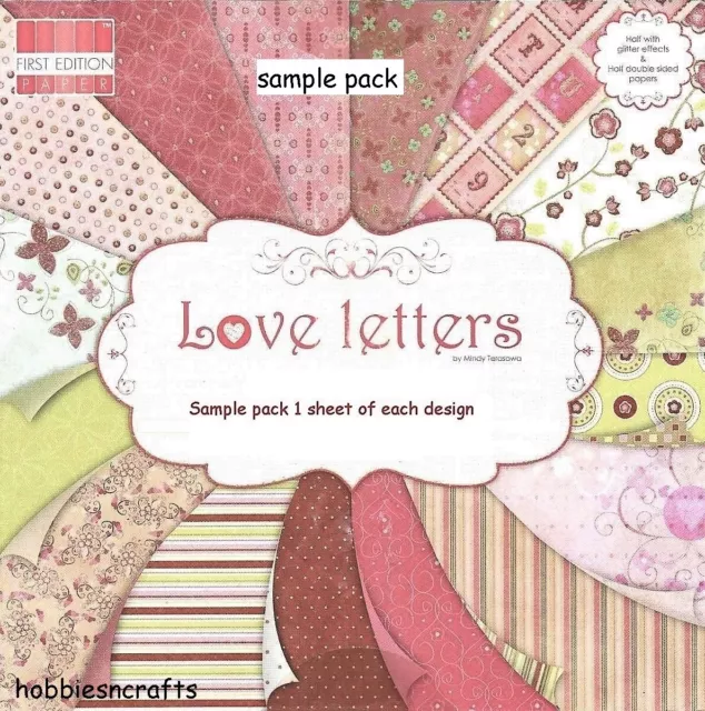 LOVE LETTERS Dovecraft 8 x 8 Sample Paper Pack - 16 Sheets - 200gsm
