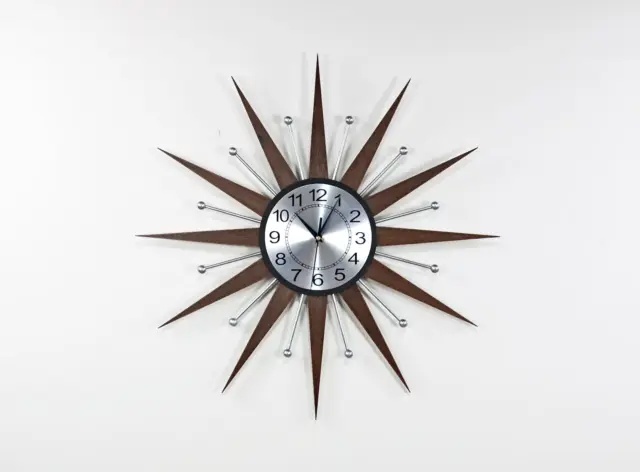 25" Ice Silver George Nelson Star Clock Vintage Modern Unique Mid-Century