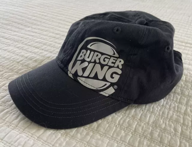 Burger King Employee Cap Hat Adult Adjustable Black Polyester Cotton Fast Food