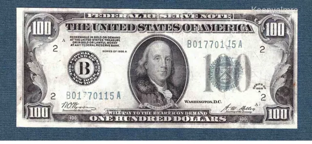 1928-A $100 Federal Reserve Banknote Light Green Seal New York