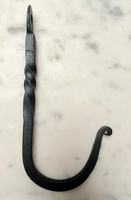 Primitive Colonial Wrought Iron 5.5" Twisted Braid Prairie Black Hook