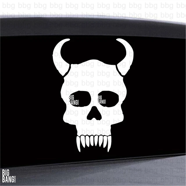Horned Skull Vinyl Decal Sticker Old School Metal Rock Biker Trucker Window Car