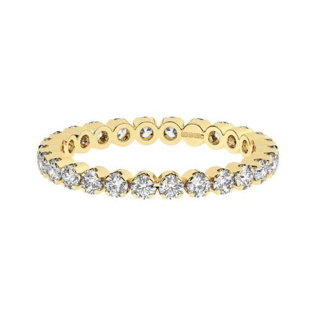 0.50 Cts 100% Natural Round Brilliant Diamonds Full Eternity Ring 9K Yellow Gold 2