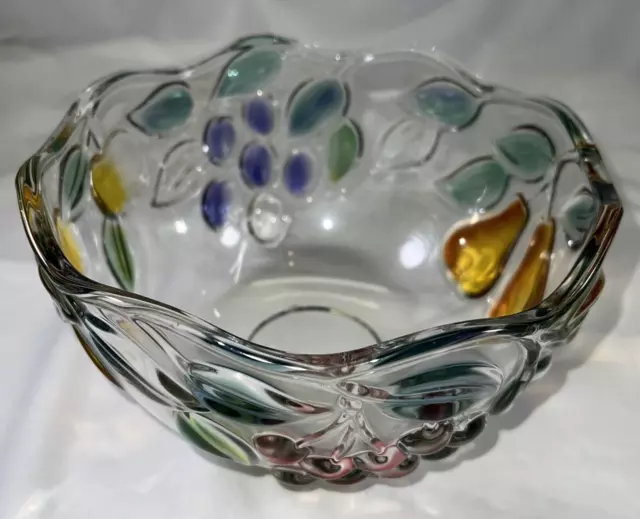 Mikasa "Garden Harvest" Clear Glass 8.5" Hostess Bowl Embossed Fruit Vintage