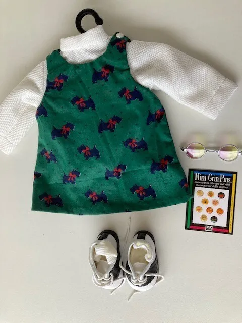 American Girl Doll Clothes, Outfit, Green Jumper, Blouse, Saddle Shoes, More