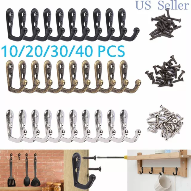 Wall Mounted Hook Robe Hooks Single Coat Key Hanger Holder With Pieces Screws US