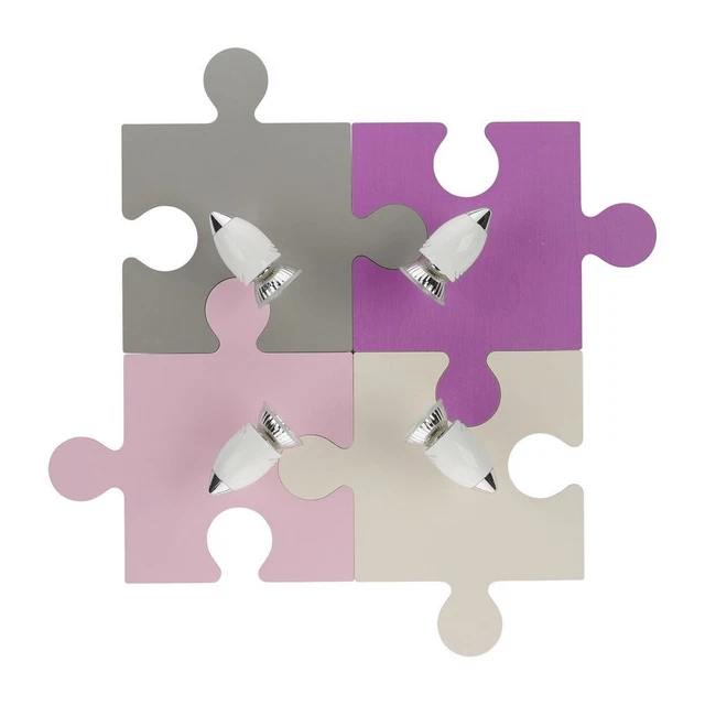 Lampada cameretta bambini rosa grigio viola legno regolabile GU10 lampada da parete spot PUZZLE