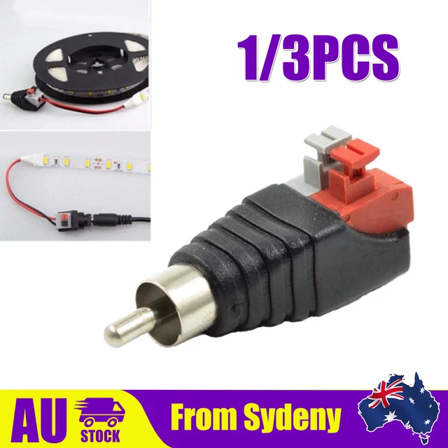 3X Speaker Wire A/V Cable to Audio Male RCA Connector Adapter Jack Press Plug C