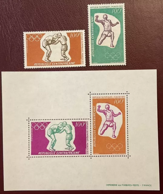 Central African Republic - 1972 Olympic Games, Munich, Set of 2 Stamps + MS, MNH