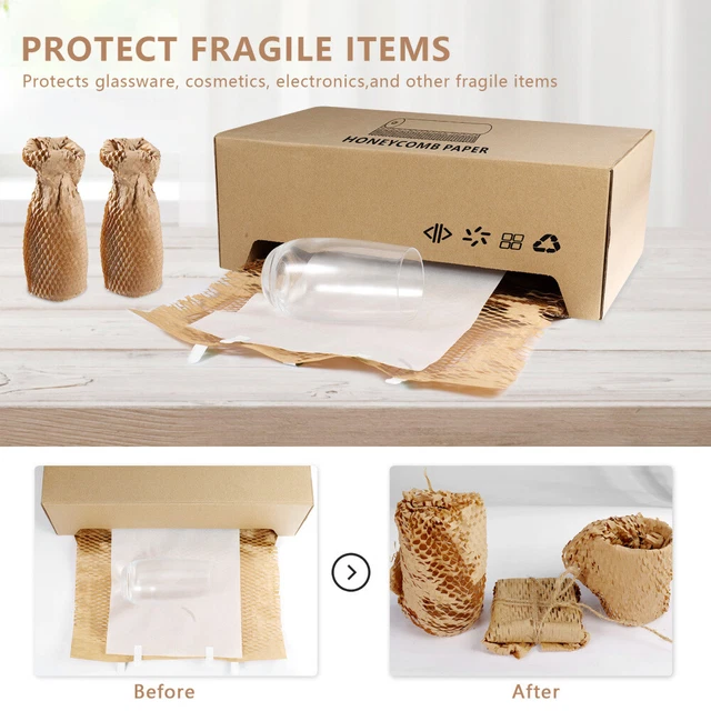 Honeycomb Packing Wrapping Paper 426'x14" Wrapping Roll Self-Dispensed Box Set