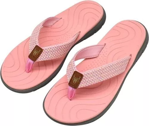 KUAILU FLIP FLOPS for Women Leather Arch Support Ladies Summer