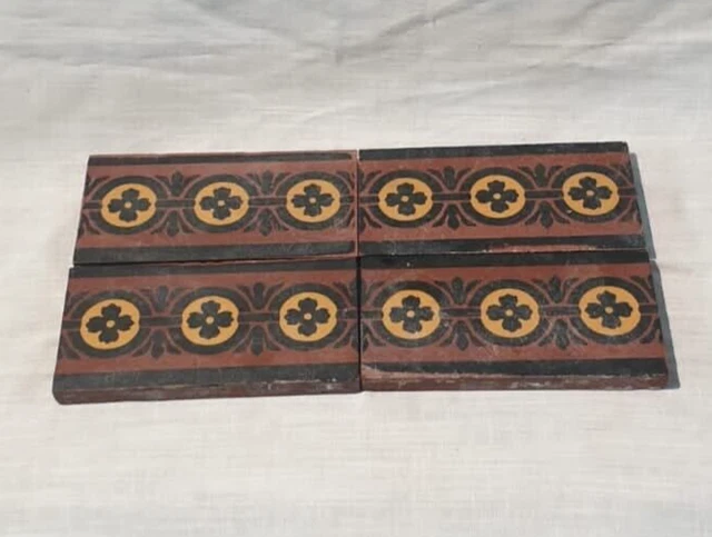 Antique Minton Hollins & Co. Tiles Tile Floral Majolica Art Nouveau