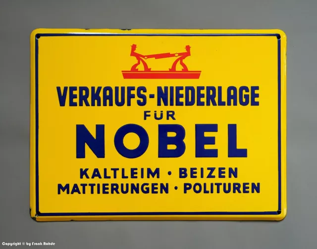 ALTES Emailschild - VERKAUFS-NIEDERLAGE FÜR NOBEL... - wohl um 1955