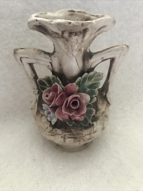 Vintage Nuova Capodimonte Savastano Italy Porcelain Colorful Floral Vase