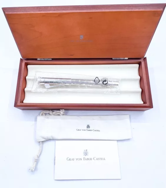 NOS Graf von Faber Castell Classic Ag925 Sterling Silver Fountain Pen 18k Gold