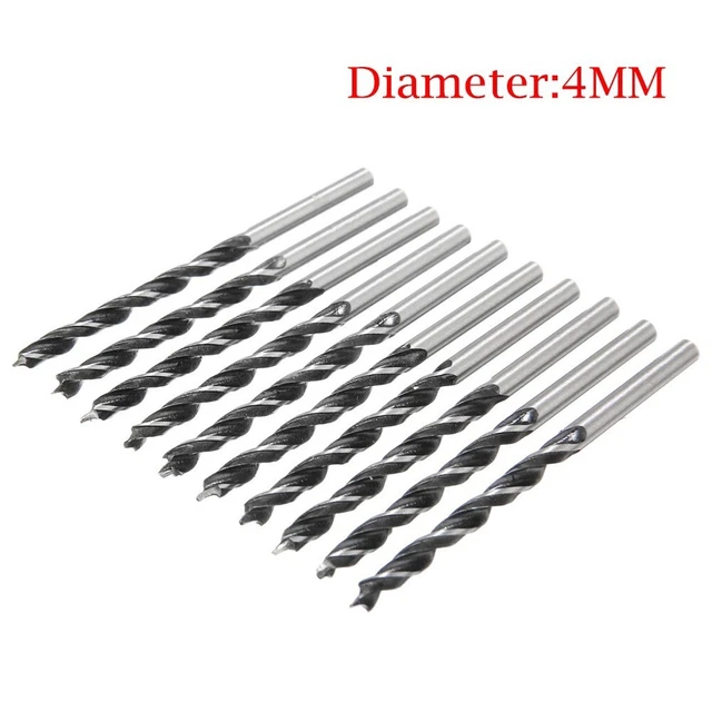 Drill Bit Jardin 10pcs 4mm Diamètre 75mm Acier Carbone Centre Point Power Tools