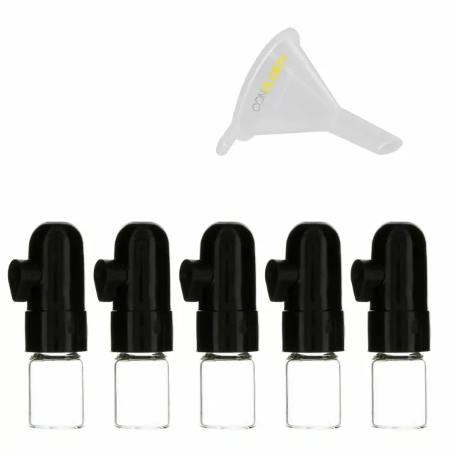 5 Pack Bundle | Premium 0.5g e-Snuff Spice Storage Bullet w Micro Funnel - Black