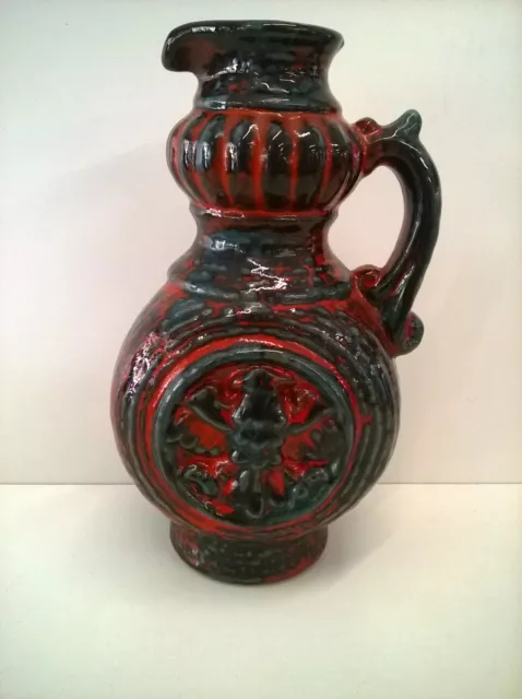 Brocca Vaso In Terracotta Smaltata Austria Vintage Cm.24