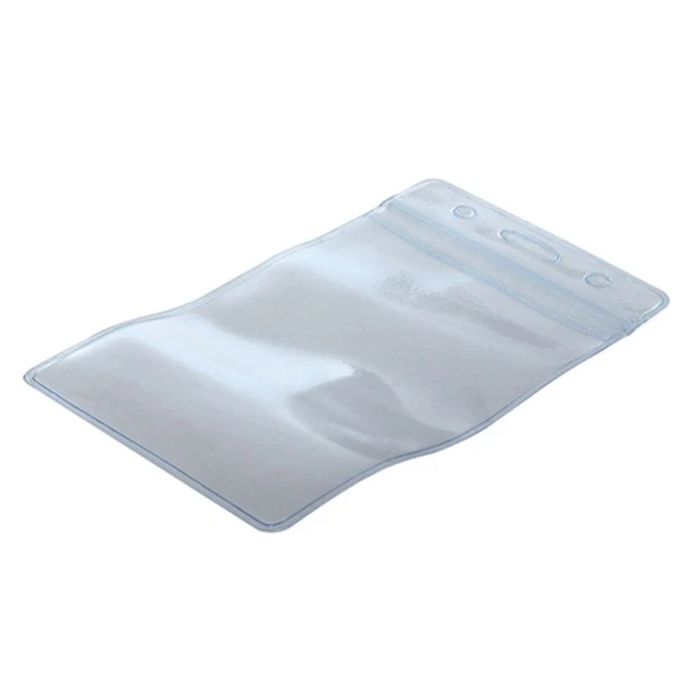 50 PCS CLEAR Plastic Vertical Name Tag Badge ID Card Holders K4S8S8 12