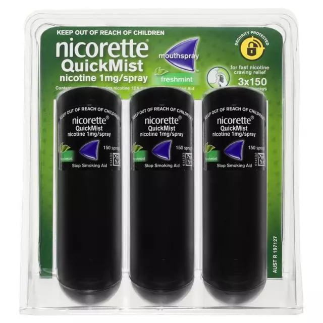 Nicorette Quick Mist Spray Triple Pack (3x150 Doses) - Quit Smoking