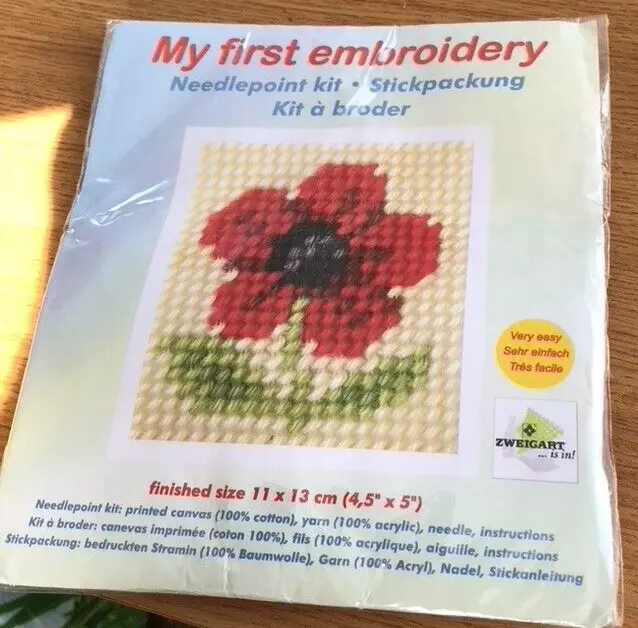 My First Embroidery Needlepoint Kit 11cm x 13cm