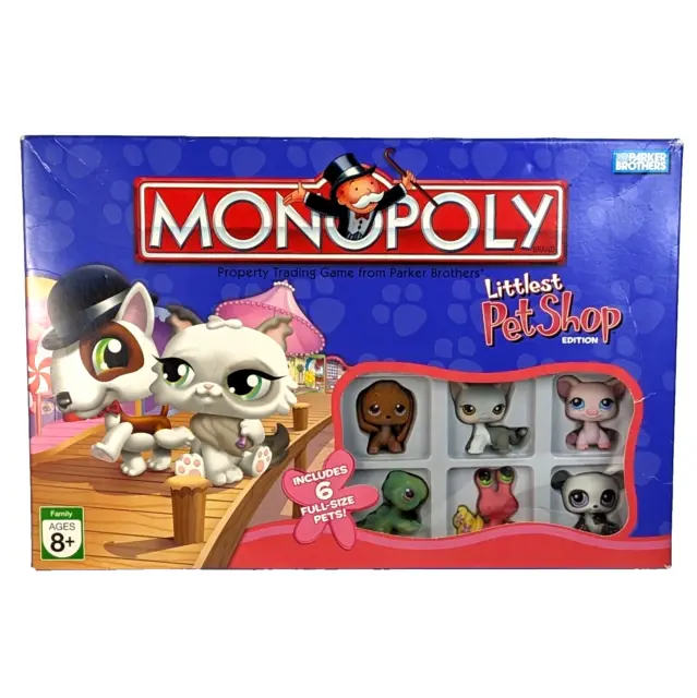 OPEN BOX Littlest Pet Shop Edition Monopoly Game 2007 Complete with 6 Pets