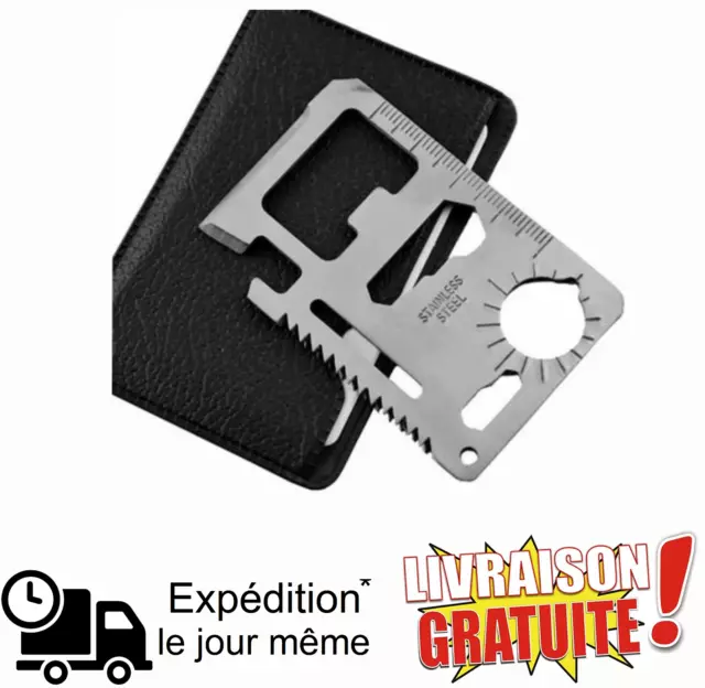 Carte De Survie "multifonctions" 69mm Argent