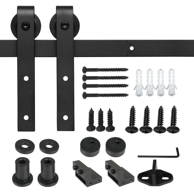 2-11FT Sliding Barn Wood Door Hardware Track Rail Hangers Rollers Single/Double