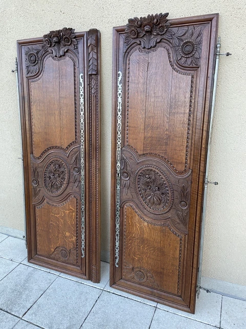 Antique French Carved Armoire Doors Architectural Salvage Design Reclaimed 3
