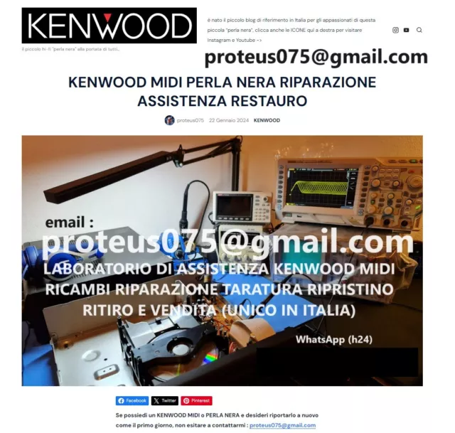 KENWOOD MIDI PERLA NERA RIPARAZIONE ASSISTENZA RESTAURO e DISPLAY TARATURA LEGGI