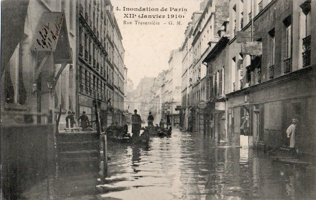 75 CPA DEBUT 1900-PARIS  XII e INONDATION 1910  RUE TRAVERSIERE