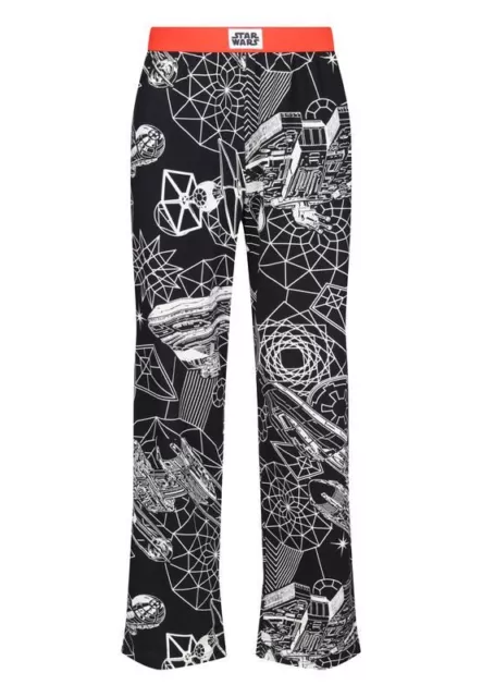 Star Wars Mens Lounge Pants Adults Cotton Black PJs Galaxy Ships Printed Pyjamas