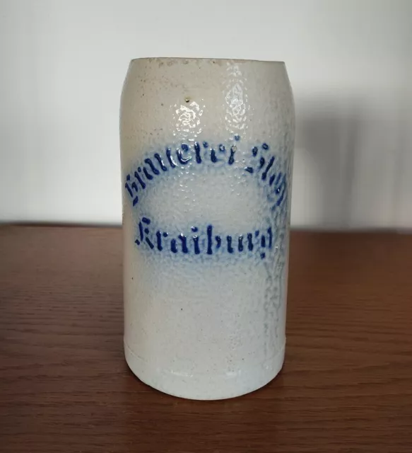 Bierkrug Brauerei Stolz Kraiburg Oberbayern 1 Liter Reklame selten Alt Steinzeug