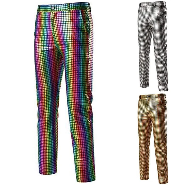 Pantalon paillettes à paillettes plaid hommes pantalon de danseur soirée fête