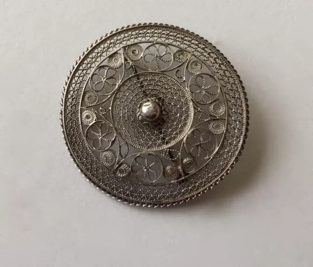 Broche "Disque" En Argent/ Annees 1930/1940/ Motifs Judeo Andalou
