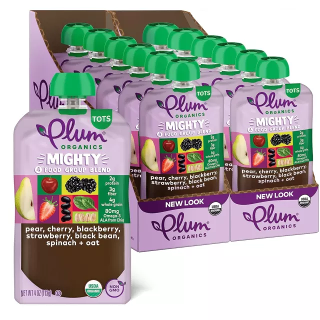 Plum Organics Mighty Food Group Blend Organic Baby Food Meals [12+ Months] 12-pk